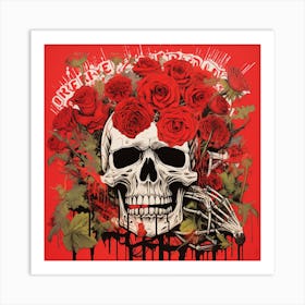 Skull With Roses 5 Art Print