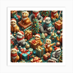 Christmas Cats Art Print