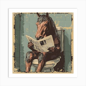 Horse Reading Newspaper 3 Art Print