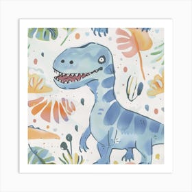 Cute Muted Pastels Giganotosaurus Dinosaur 3 Art Print