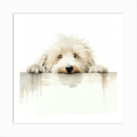 Dog Peeking Over The Wall 20 Art Print