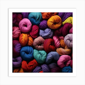 Colorful Yarn Skeins Art Print