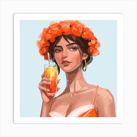 Hawaiian Girl With Drink 1 Art Print