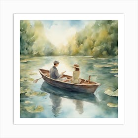 Couple In A Boat Art Print