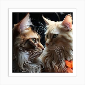 Two Cats Looking At Each Other Art Print