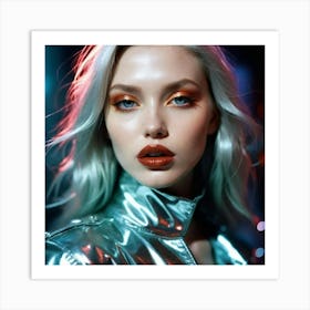 Beautiful Woman In Metallic Jacket Art Print