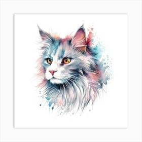 Oriental Longhair Cat Portrait Art Print