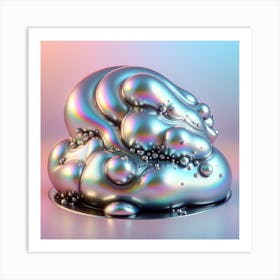 High-resolution blob with an amorphous shape with smooth curves highlight silver color Art Print