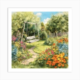 Swing In The Garden Art Print