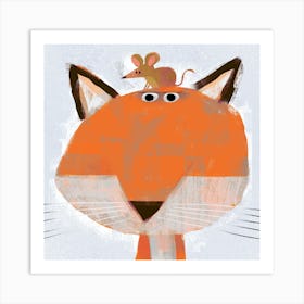 Fox with Pesky Mouse Art Print