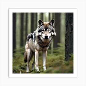 Wolf In The Forest 9 Art Print