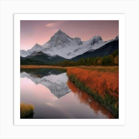 Mountain Lake At Sunrise Art Print