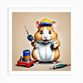 Hamster With Tools 1 Art Print