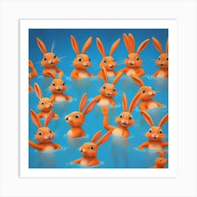 Rabbits In The Water 9 Art Print