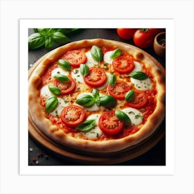 Pizza With Tomatoes And Basil 1 Art Print