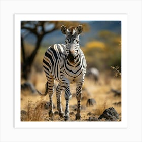 Zebra In The Savannah Art Print