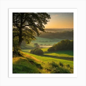 Sunrise Over A Valley 2 Art Print