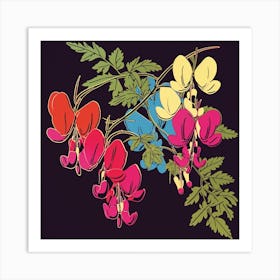 Bleeding Heart Dicentra 3 Pop Art Illustration Square Art Print