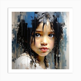 Girl With Black Hair Art Print