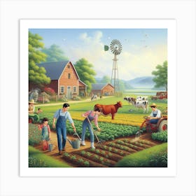 Farm Family Jigsaw Puzzle Art Print