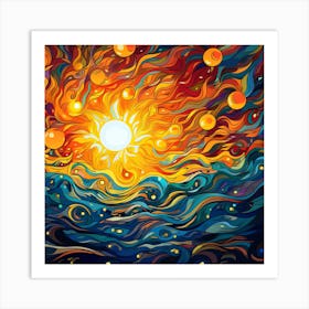 Abstract Of The Sun In The Sea Art Print