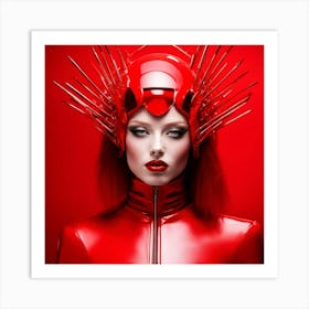 Red Latex Woman With Spikes Art Print