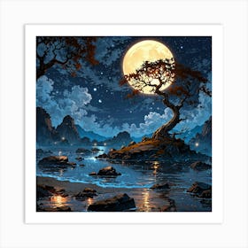 Leonardo Anime Xl Create A Fantasy Landscape Featuring A Glowi 2 Art Print