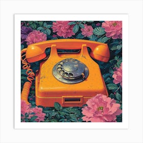 Orange Telephone Art Print