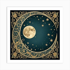 Moon And Stars 5 Art Print