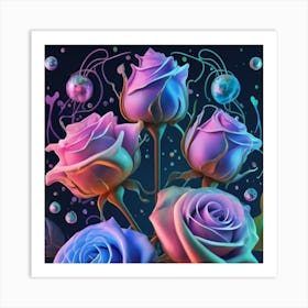 Abstract Painting Magical Organic Roses 4 Art Print