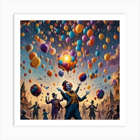 Clowns And Balloons Art Print