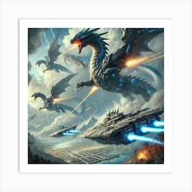 Azure Dragon Class Cruisers Kaiju Deployment Art Print