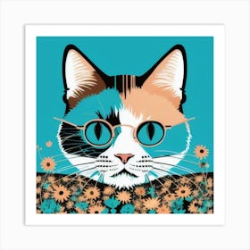 Cat With Glasses Art Print