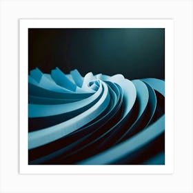 Abstract Blue Paper Spiral Art Print