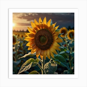 Sunflowers At Sunset 2 Art Print