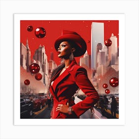 Woman In Red 8 Art Print