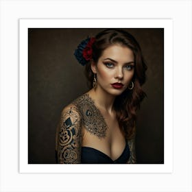 Beautiful Woman With Tattoos 1 Art Print