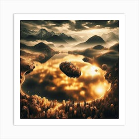 Sunrise Over A Lake 5 Art Print