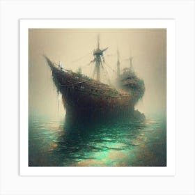 Ship In The Fog 2 Art Print