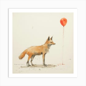 Fox With Red Balloon Art Print