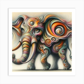 Colorful Elephant in surrealistic form Art Print