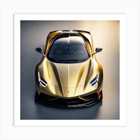 Gold Ferrari Art Print