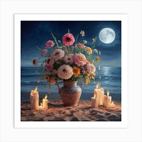 Night At The Beach Art Print