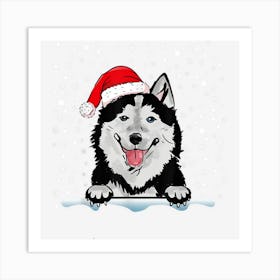 Alaskan Klee Kai Dog Christmas Santa Hat Matching Family Art Print