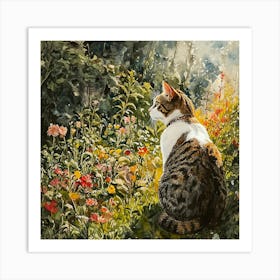 Cat in spring Art Print