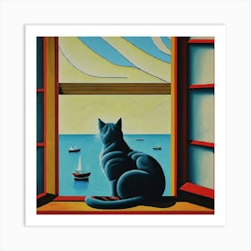 Cat Looking Out The Window 11 Art Print