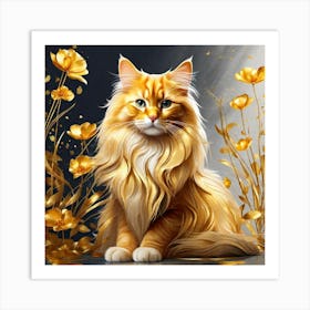 Golden Cat 10 Art Print