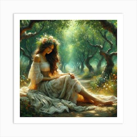 Girl In An Orchard1 Art Print