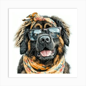 Dog In Glasses 15 Art Print