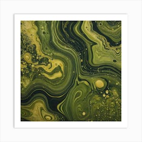 olive gold abstract wave art 14 Art Print